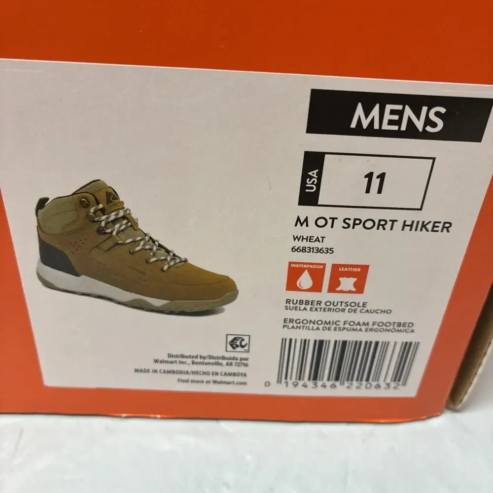 Ozark Trail Mens Size 11 Sport Hiker Shoes Waterproof Hiking Boots Wheat Leather